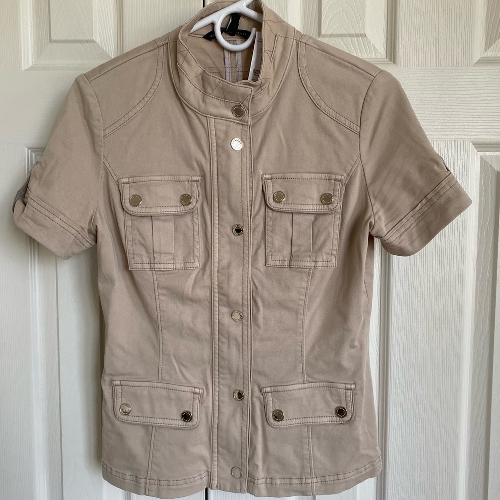 WHBM NWT,Short- Sleeve Utility Jacket, Biscotti, Size 4